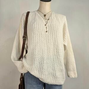Vintage cream fisherman knit sweater